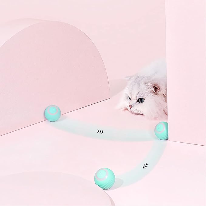 Interactive Cat Toy Ball with LED Light, 360° Self-Rotating Electric Ball, USB Rechargeable Electric Cat Toy