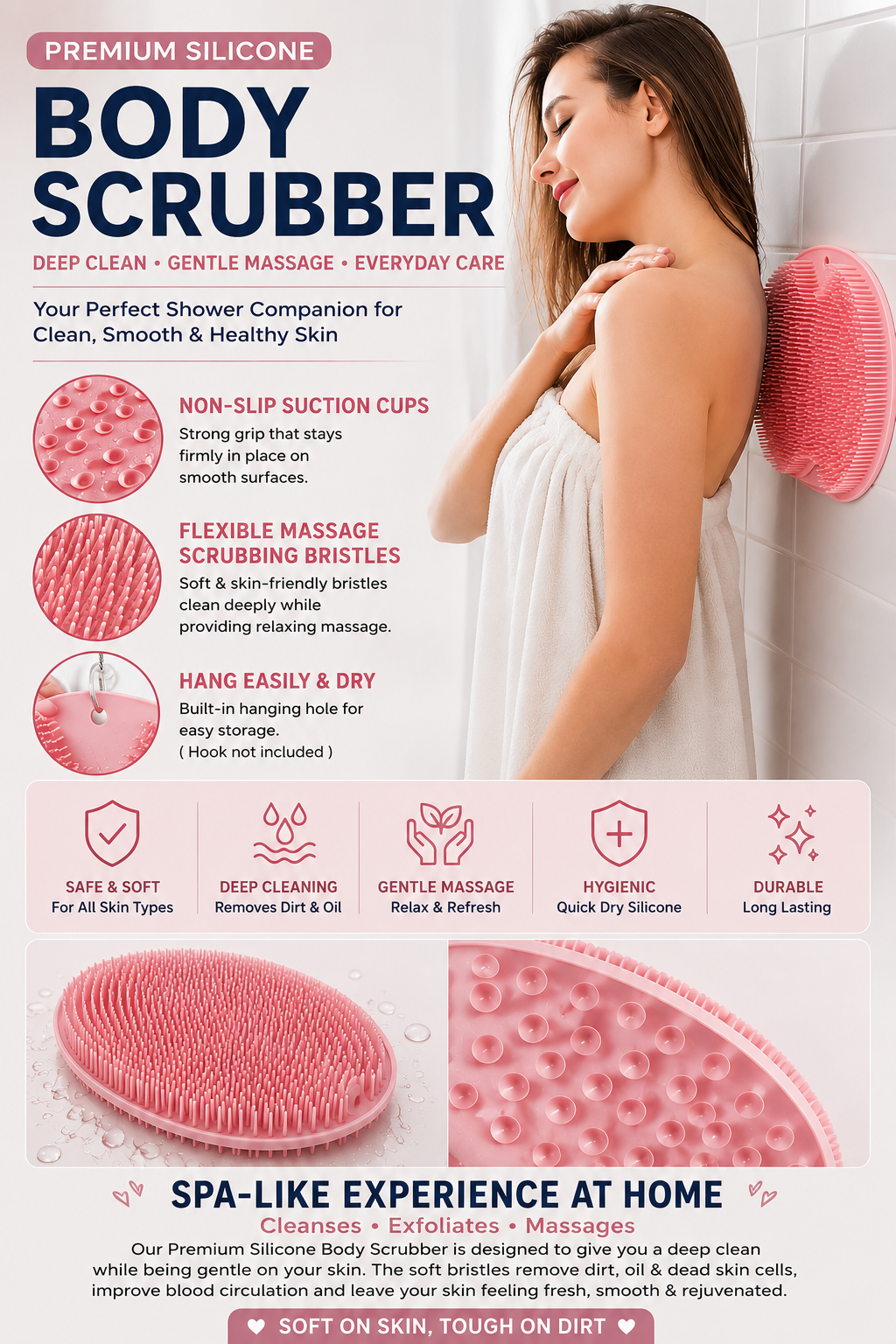 Silicone Multiuse Scrubber For Bath, Foot